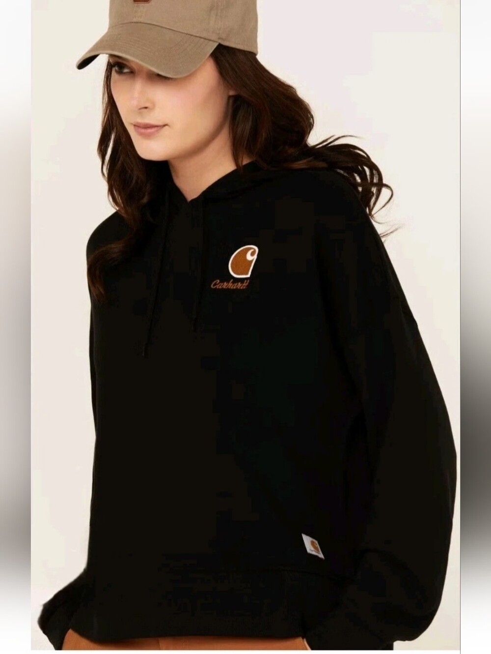 Carhartt Women’s Tencel Fiber Series Loose Fit Hoodie Black Boxy Stretch Size L